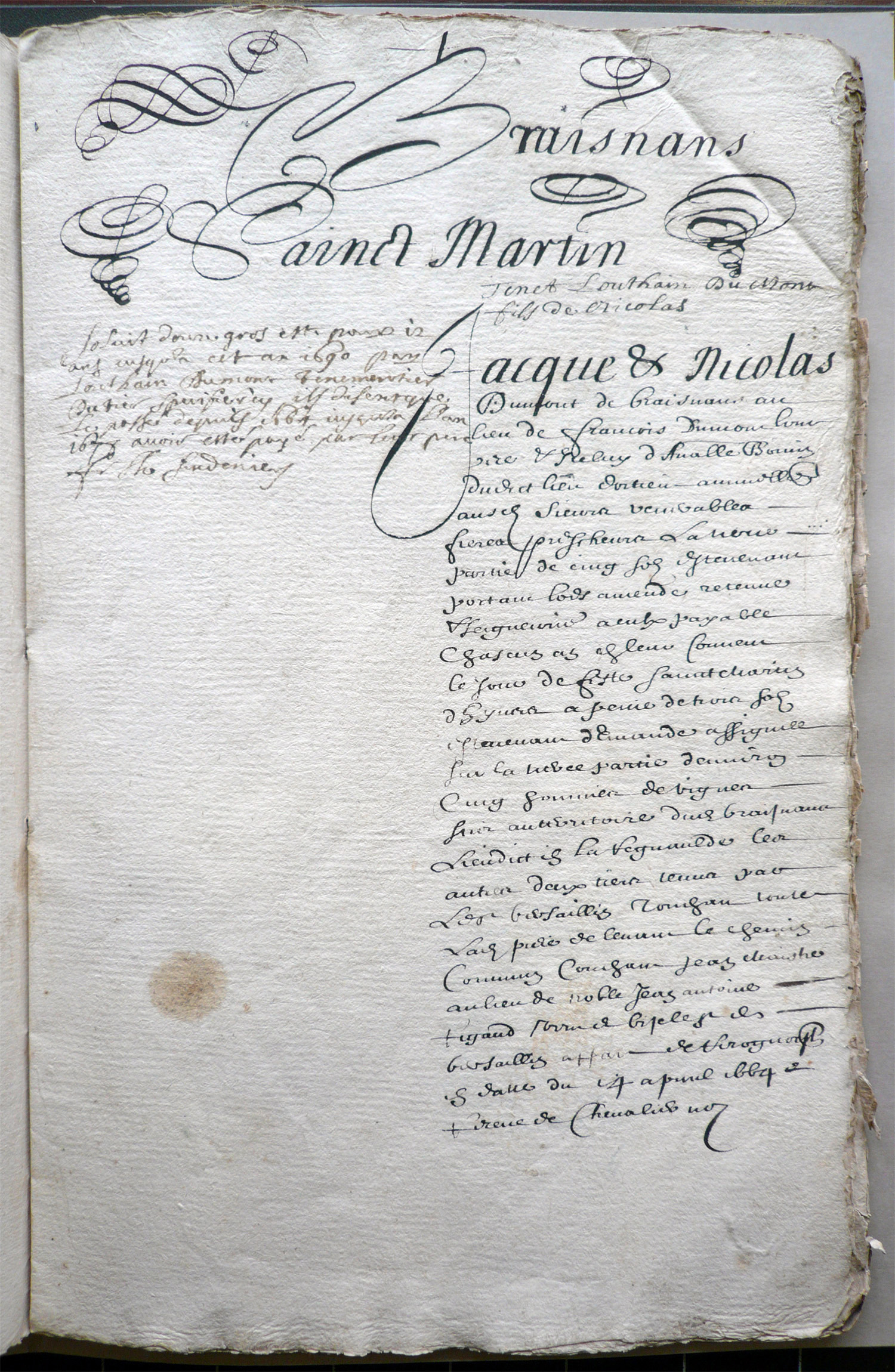 1664 04 14 reconnaissance cens jacques et nicolas dumont
