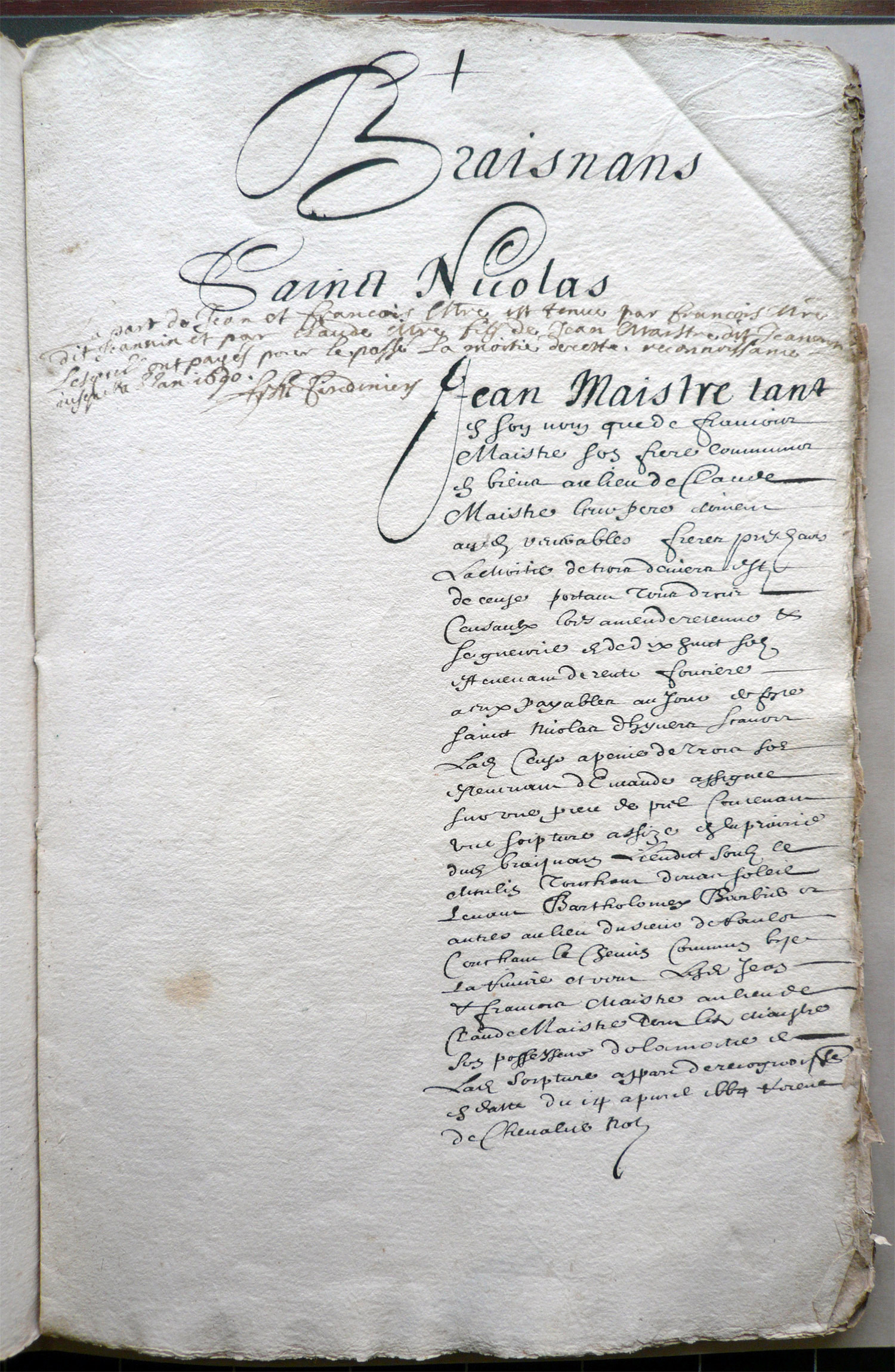 1664 04 14 reconnaissance cens jean et francois maitre