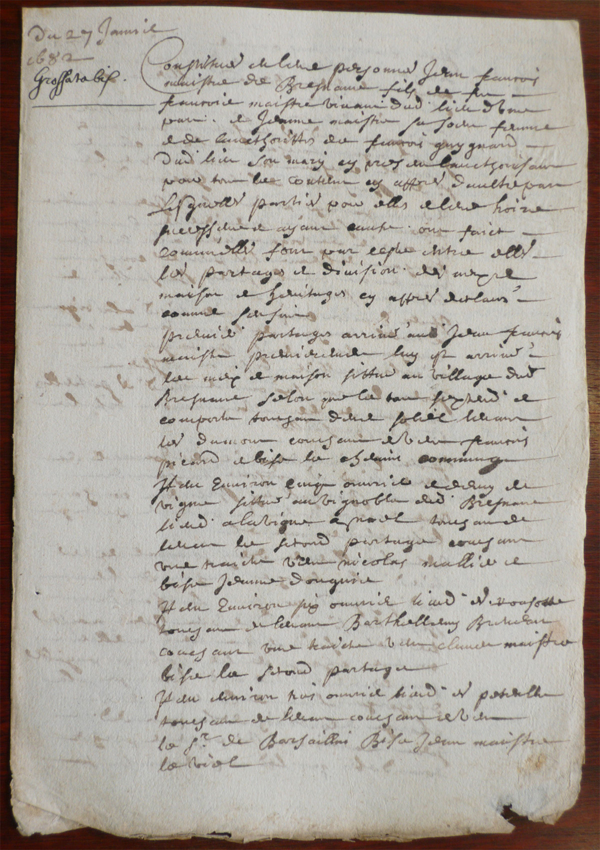 1682 01 27 partage biens francois maitre sabine prostet p1