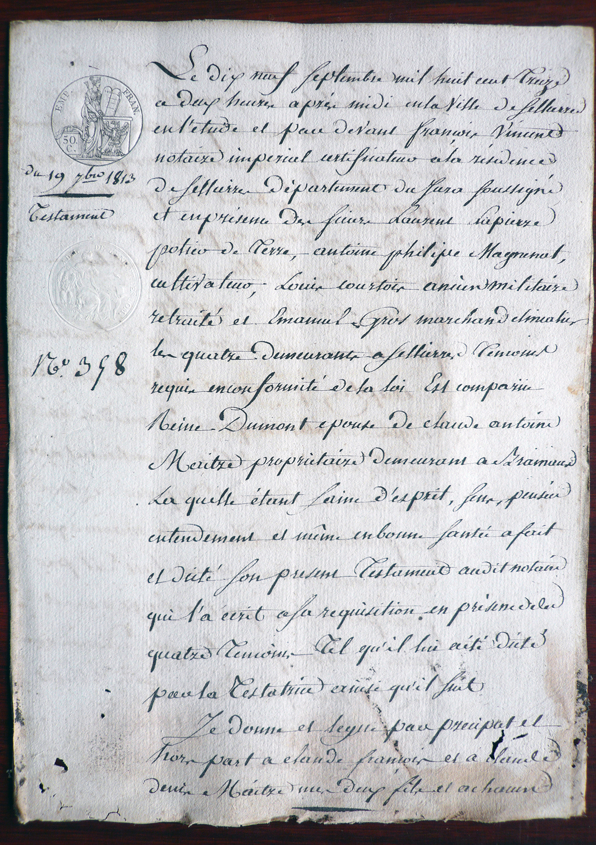 1813 09 19 Testament Claude Antoine MAITRE Reine DUMONT p5 8